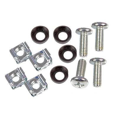 Image of Ex Pro M6 Cage Nuts Bolts &amp; Washers Screw Set for Network Cabinets 19&quot; Server Rack Mount Patch Panel Casing Housing, Silver 4 Pack