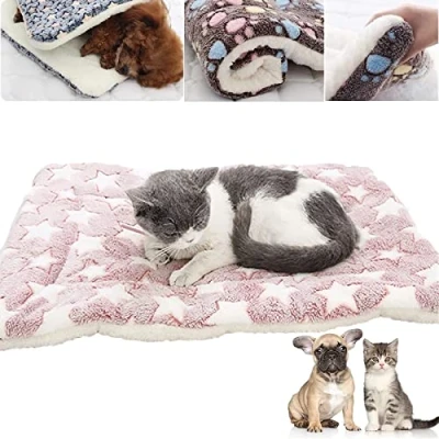 Image of SENGHUI Cozy Calming Cat Blanket, Bed Self Heating Pet Pad, Ultra Soft and Warm Dog Mat Flannel Blankets for Indoor Cats, Sizes to Fit Most Pets (B,L)