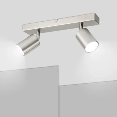 Image of Ketom 2 Way Ceiling Spotlight Fitting GU10 LED Light Rotatable Modern Matt Nickel Spotlights Bulb Base Not Included