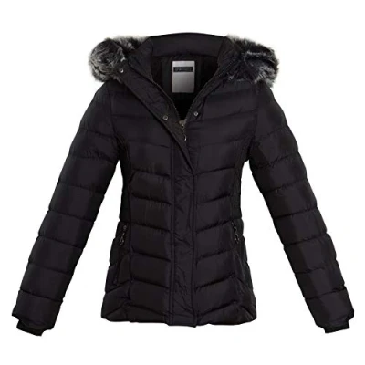 Image of shelikes Girls Jacket Padded Coat Warm Winter with Fleece Lined Faux Fur Trim Hood