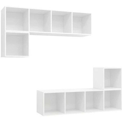 Image of vidaXL 4 Piece TV Cabinet Set White Engineered Wood
