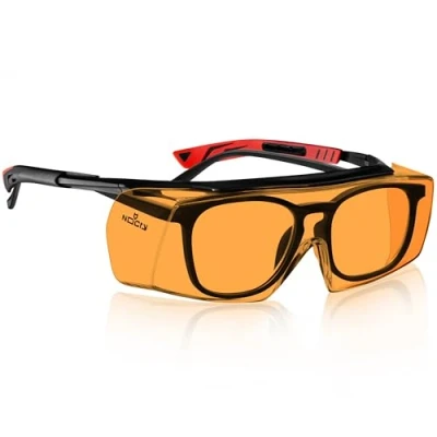 Image of NoCry Blue Light Blocking Glasses to Wear Over Glasses, Safety with 100% UV Protection, Anti Fog Scratch Resistant Lenses, Sensitivity Computer Orange