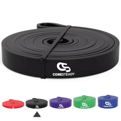 Image of Coresteady Pull Up Bands &amp; Resistance Set of 3 Rubber Heavy Duty Elastic Loop Band for Men Women Build Fit Power Muscle Training, Fitness Assist Ups Gym Exercise