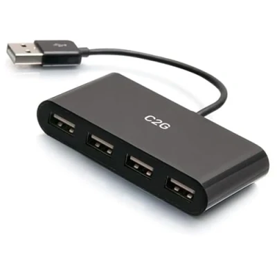 Image of C2G 4 Port USB A 2.0 Hub, Data Hub for Dell, Surface Pro, XPS, Macbook, Mac Pro/mini, iMac, PC, Flash Drives, Mobile HDD etc