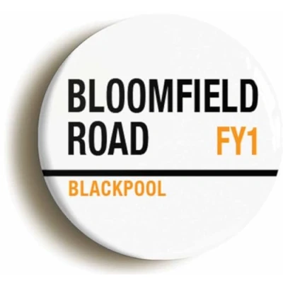 Image of Bloomfield Road FY1 Blackpool Sign Fridge Magnet (Circular 2inch / 50mm Diameter)