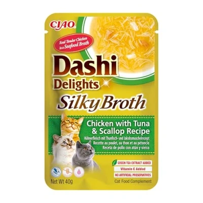 Image of Inaba Dashi Delights Silky Broth: Chicken with Tuna &amp; Scallop Recipe (1 x 40g) / Grain Free, Rich in Protein, Natural Ingredients, Delicious and Healthy