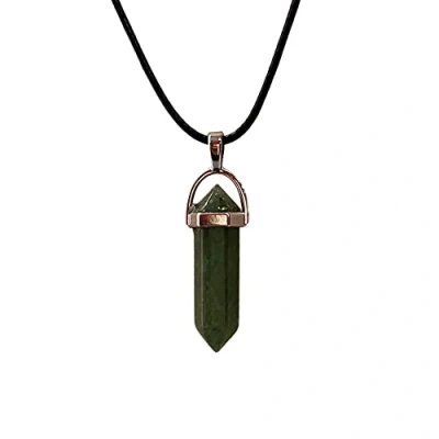 Image of VIE Double Point Pencil Pendant, Black String (Green Aventurine)
