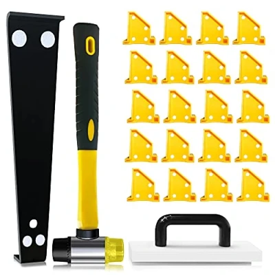 Image of Laminate Flooring Tools Zozen, Installation Kit, Vinyl Tapping Block with Handle, 2 in 1 Spacers, Heavy Duty Pull Bar, Reinforced Double Faced Mallet