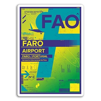 Image of 2 x 10cm FAO Faro Airport Vinyl Stickers Portugal Travel Sticker Laptop #17396 (10cm Tall)