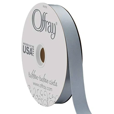 Image of Berwick Offray 7/8&quot; Wide Double Face Satin Ribbon, Dusty Blue, 100 Yards