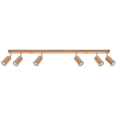Image of Zeke Oak Octagon Ceiling Spotlight Bar Wood, 6x GU10