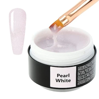 Image of Sincero Salon Pearl White Builder Gel for Nails Hard Extension Nail Strengthener Weak LED UV Repair Use with Forms Hardener 15 ml