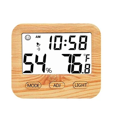 Image of Wooden Thermometer Digital Indoor Room Hygrometer Monitor Temperature And Humidity Meter For Nursery