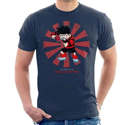 Image of Dennis The Menace Retro Japanese Men&#039;s T Shirt Navy Blue