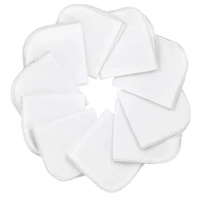 Image of Mias 10 Baby washcloths Made of Molton Flannel, White, Cotton, Non Toxic/Baby Cloths/Cosmetic Cloths/All Purpose Cloths