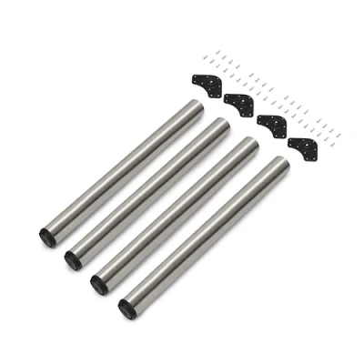 Image of Emuca Adjustable table legs Ø60x710mm, set of 4 steel legs, height adjustment 710 730mm, satin nickel