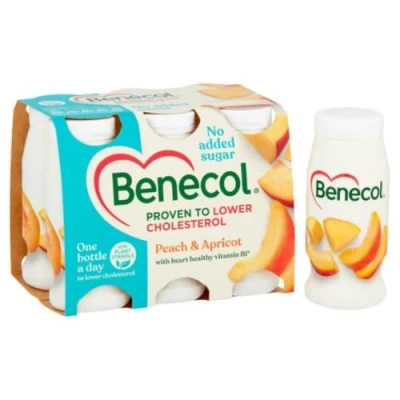 Image of Benecol Peach &amp; Apricot Yoghurt Drink 6X67.5gr x 2 Pack