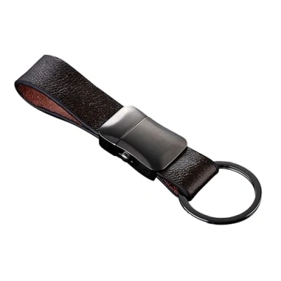 Image of Cerbery® Elegant leather keyring with rings and Gift box keychain key holder car photo engraving ring Ladies Men (Black)