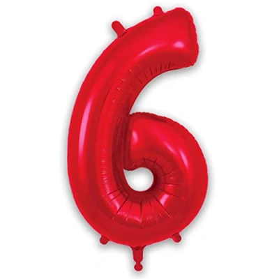 Image of Oaktree 34&quot; Red Foil Number 6 Balloon 606562