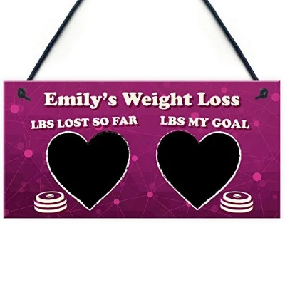 Image of RED OCEAN PERSONALISED Weight Loss Journey Motivational Gift Slimming World Diet Chalkboard Sign Gifts For Her
