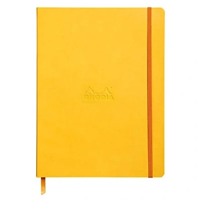 Image of RHODIA 117516C Jonquille Soft Notebook 19x25 cm Lined 160 pages Clairefontaine Ivory Paper 90 g/m Bookmark, Elastic Closure Faux Leather Cover Rhodiarama Collection