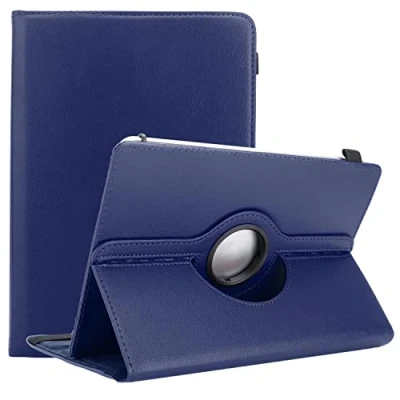 Image of Cadorabo Tablet case compatible with Alcatel 3T (10 inch) in DARK BLUE Protective cover made of synthetic leather stand function 360 degree elastic band