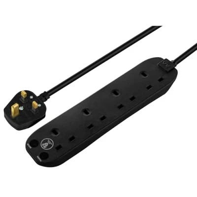 Image of Masterplug Four Socket Power Surge Protected Extension Lead, Black