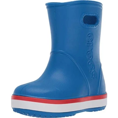 Image of Crocs Unisex Kids Rain Boots, Bright Cobalt/Flame, C6 UK (22 23 EU)