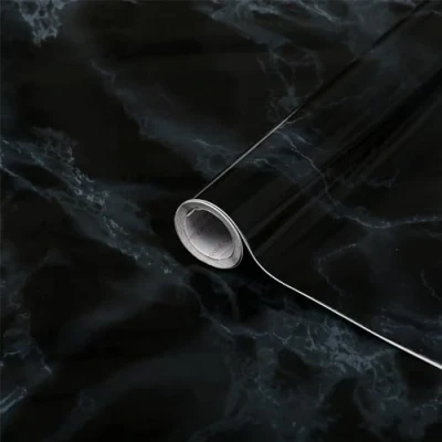 Image of Vinyl Warehouse 15m x 67cm d c fix Black Marble Gloss Sticky Back Furniture &amp; Kitchen Wrap (200 8075)