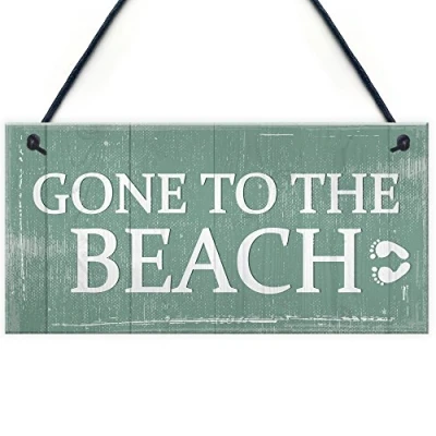 Image of RED OCEAN Gone To The Beach Hanging Plaque Nautical Decor Seaside Shabby Chic Home Sign Gift