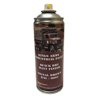 Image of Kings Army Signal Brown Ral 8002 Military Matt Spray Paint 400ml Vehicle Paint, Airsoft, Paintball, Model Maker Fishing