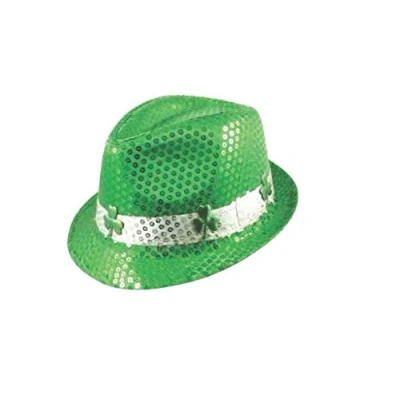 Image of Sequin Trilby Hat (Green Shamrock) St Patricks Day Fancy Dress