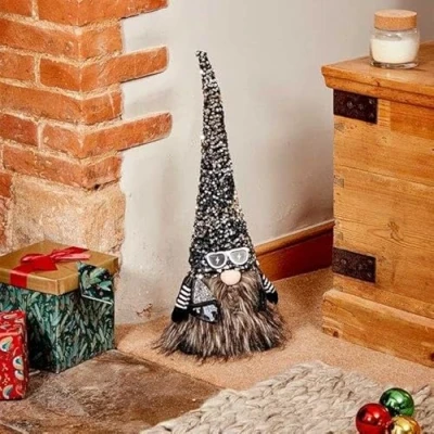 Image of Marco Paul Christmas 55cm Standing Rebel Gonk Sparkle Furry Fabric Soft Touch Plush Festive Indoor Ornament Novelty Nordic Xmas Home Decoration Winter Santa Figure Decorations