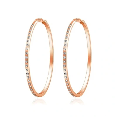 Image of Philip Jones Rose Gold Plated 50mm Hoop Earrings Created with Zircondia® Crystals
