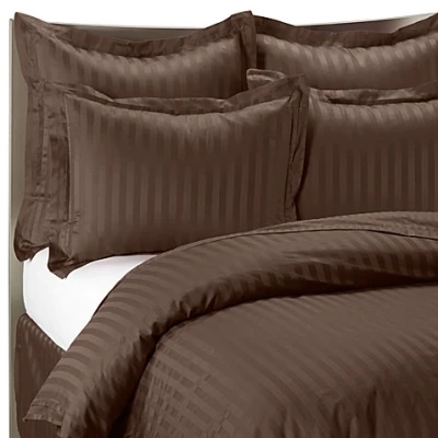 Image of viceroy bedding 100% Egyptian Cotton, CLASSIC STRIPE Housewife Pillow Cases, Chocolate Brown, Pair 500 Thread Count