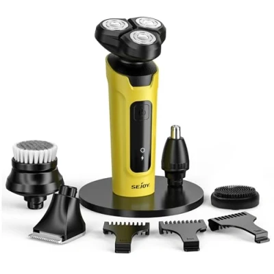 Image of Shavers for Men Rechargeable, Electric Razors Cordless 5 in 1 Men, Mens Shaving IPX7 Waterproof Wet and Dry Gifts Yellow