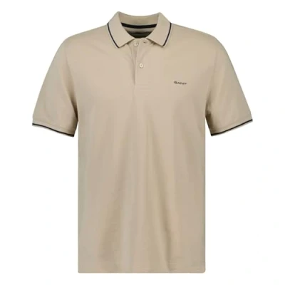 Image of GANT Tipping Polo shirt, Men&#039;s, Size: Medium, Beige dry sand