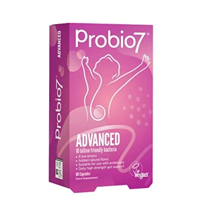 Image of Probio7 Advanced 9 Live Strains 10 Billion CFU + 2 Types of Fibre Gut Health Supplement 60 Vegan Capsules (2 Month Supply)