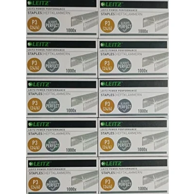 Image of Pack of 5 Leitz 55700000 Staples (24/6 mm) 5000 Pieces Galvanised