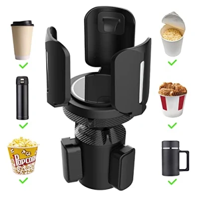 Image of IULONEE Car Cup Holder All Purpose Expander Adapter Vehicle Mounted Adjustable Base Water Accessories for Bottle Drink (Black)