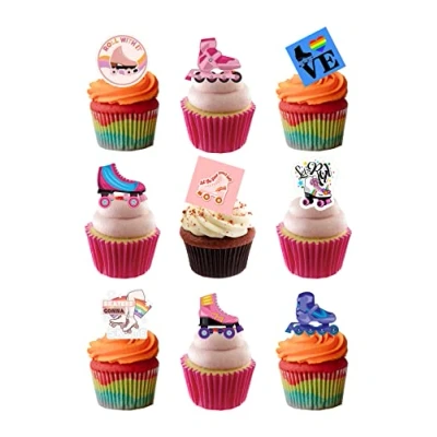 Image of Top That 30 Stand Up Roller Skating Skate Themed Edible Wafer paper Cake Toppers Decorations