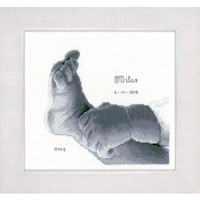 Image of Vervaco Counted Cross Stitch Kit: Little Baby Foot, Cotton, NA, 18 x 17cm