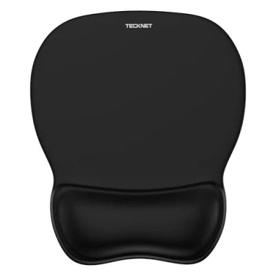 Image of TECKNET Mouse Mat Wrist Support, Gel Ergonomic Mat, Pad Rest with Non slip PU Base, Waterproof Surface Support for Computer, Laptop, Office, Home and Travel, Black