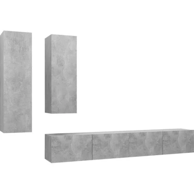 Image of vidaXL 4 Piece TV Cabinet Set Concrete Grey Engineered Wood