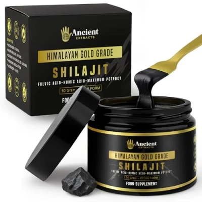 Image of Shilajit Resin Himalayan Pure Organic Rich in Mineral and Fulvic Acid, High Potency Gold Grade for Men Women (50g) up to 100 Days Supply