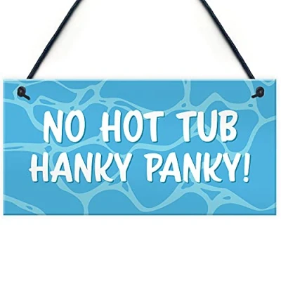 Image of RED OCEAN Funny Hot Tub Sign Garden Summerhouse Decor Rude Accessories Home Gift