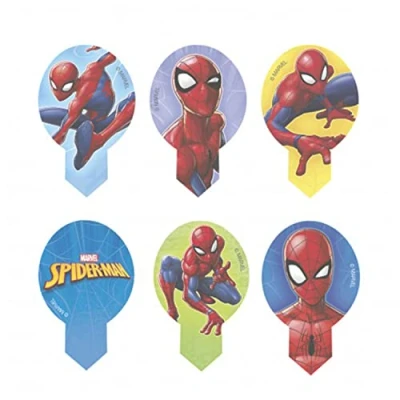 Image of Dekora Dekorapin Edible Cake Decoration for Cakes, Cupcakes or Muffins, Spiderman, 20 Paper Wafer Toppers, 6.5 x 4 cm