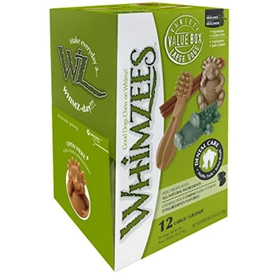 Image of Whimzees Natural Dental Dog Treats Variety Box Large, 1 x 12