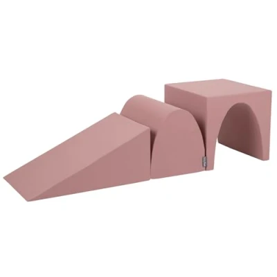 Image of KiddyMoon Foam Playground For Kids Obstacle Course Children Montessori Toy Babies Soft Construction Blocks Element, Wedge/Hill/Tunnel, Heather
