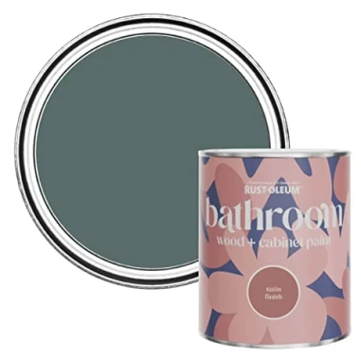 Image of Rust Oleum Green Moisture Resistant Bathroom Wood and Cabinet Paint in Satin Finish Deep Sea 750ml